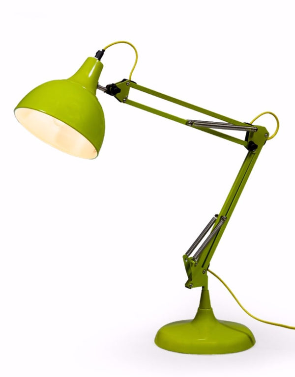 Lime Green Traditional Large Desk Lamp (Yellow Fabric Flex)