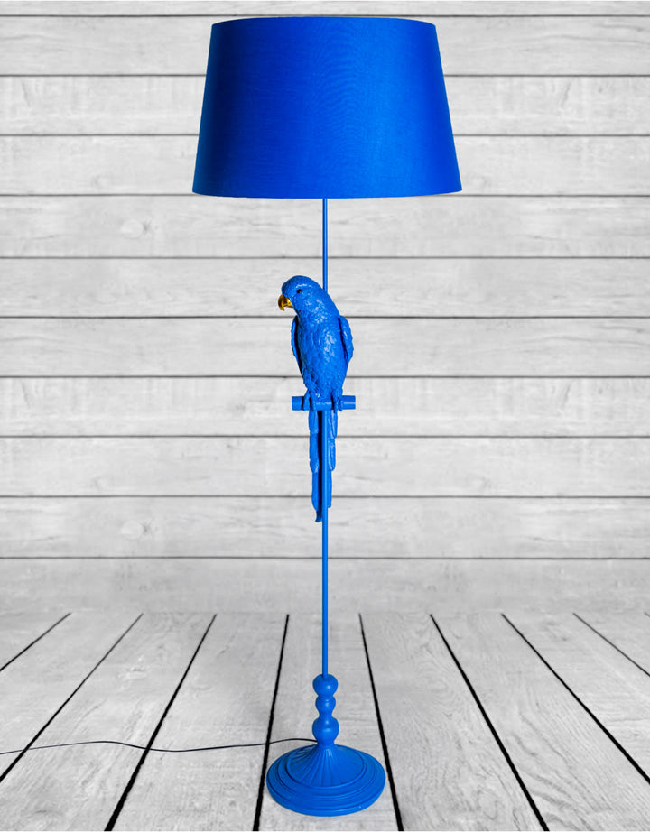 Matt Blue Parrot Floor Lamp with Blue Shade