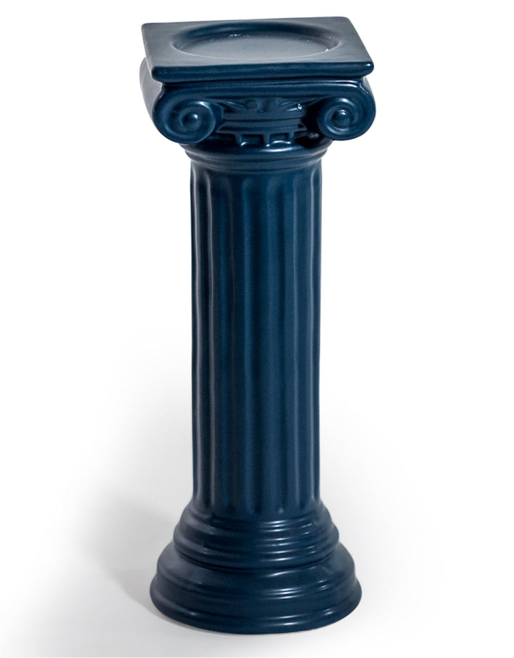 Matt Dark Blue Large Ionic Column Ceramic Candle Holder