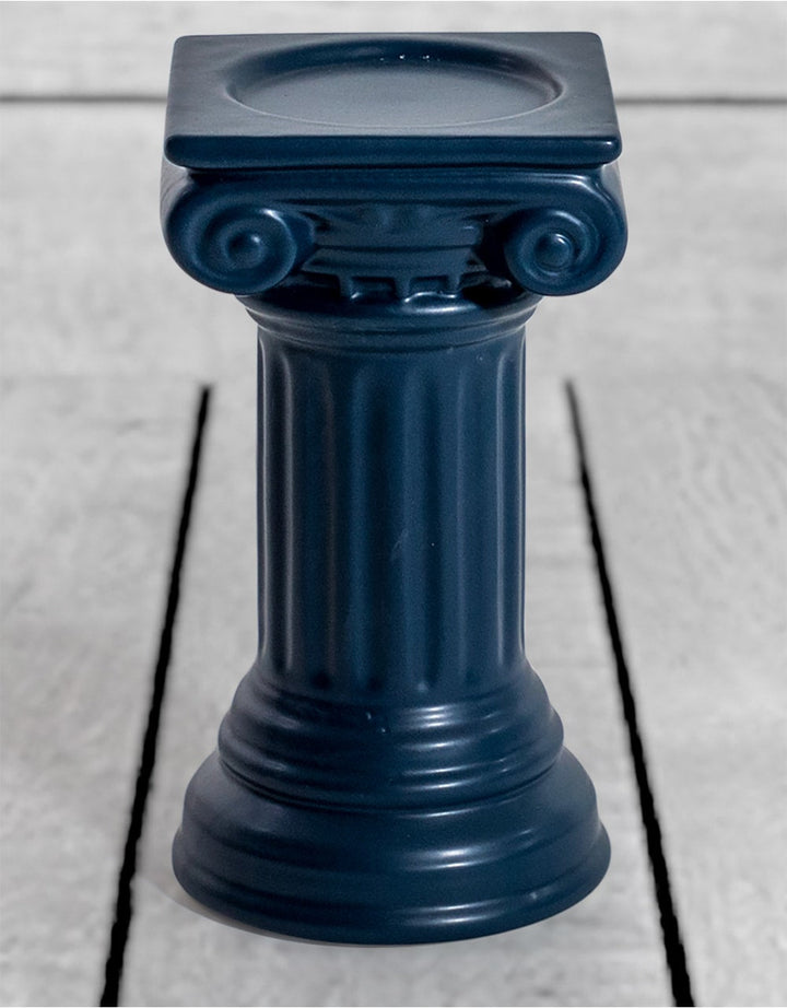 Matt Dark Blue Small Ionic Column Ceramic Candle Holder