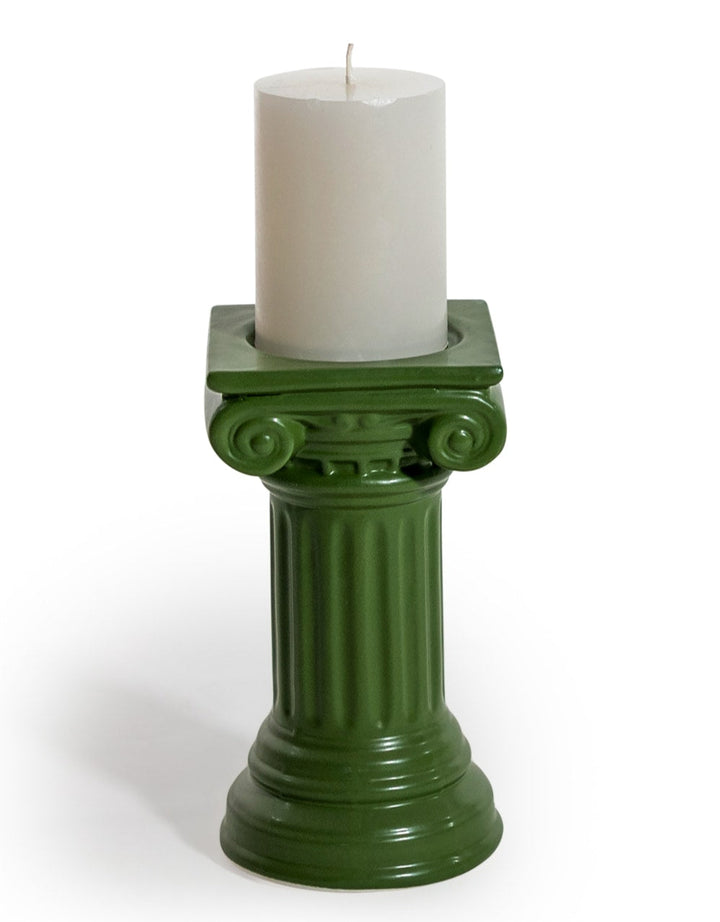 Matt Dark Green Small Ionic Column Ceramic Candle Holder