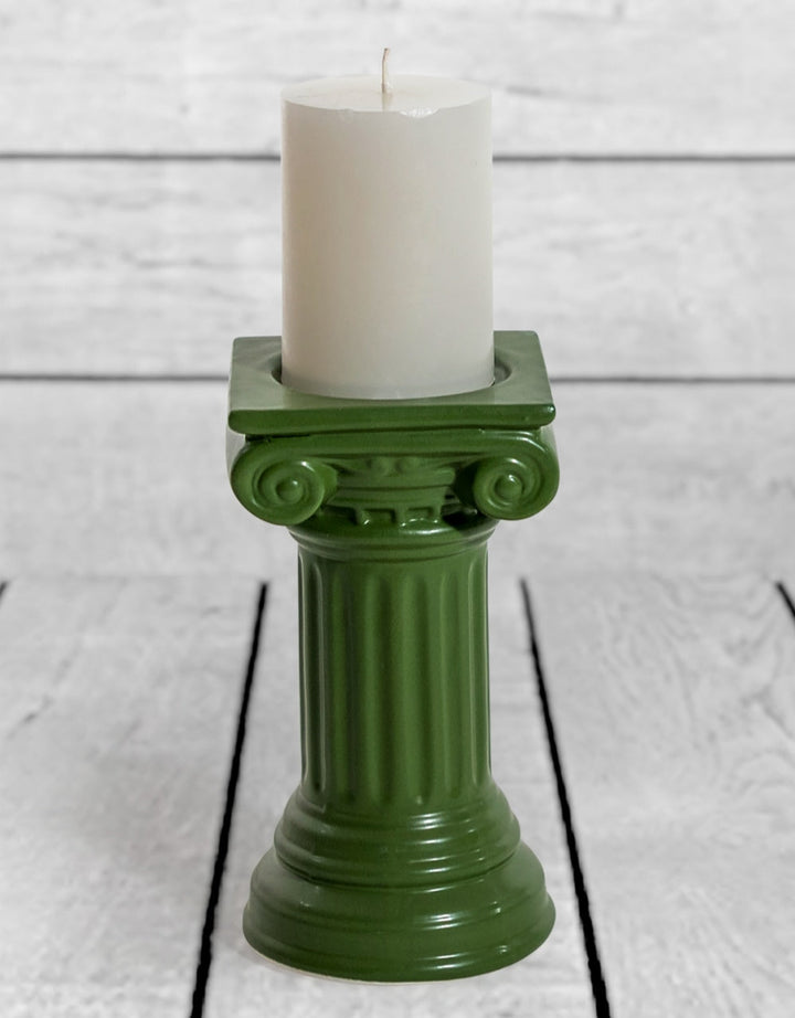 Matt Dark Green Small Ionic Column Ceramic Candle Holder