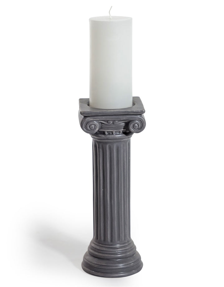 Matt Grey Large Ionic Column Ceramic Candle Holder