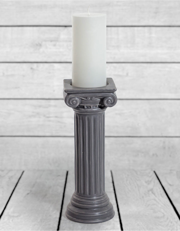 Matt Grey Large Ionic Column Ceramic Candle Holder