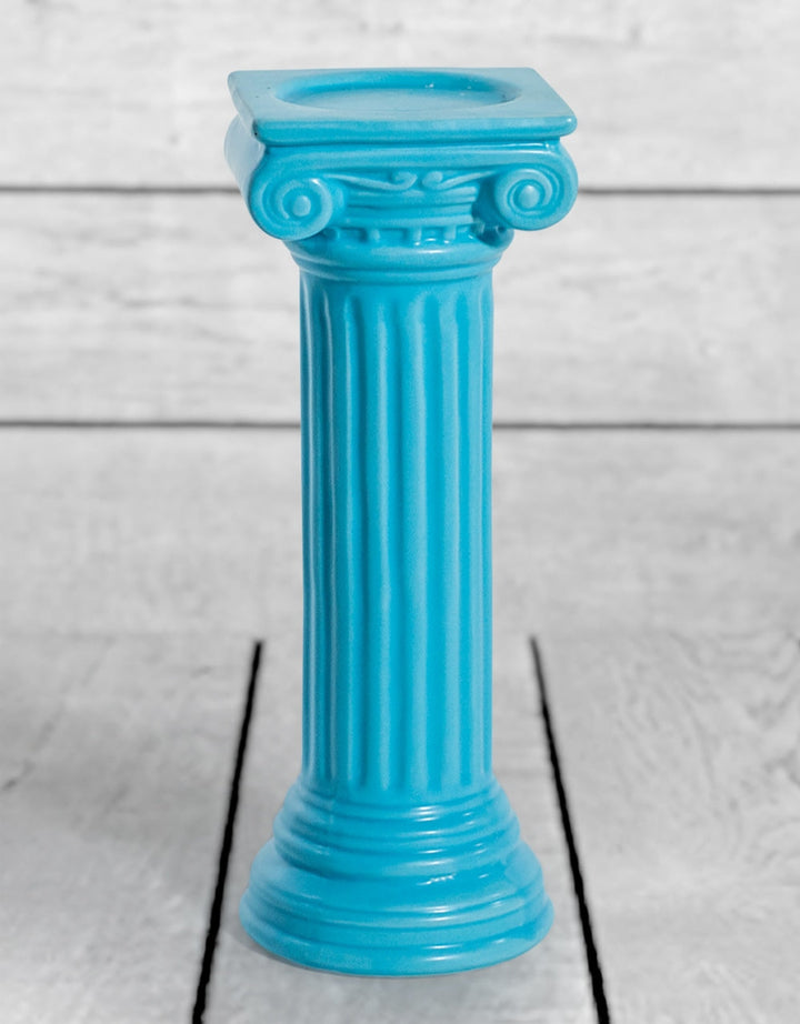 Matt Light Blue Large Ionic Column Ceramic Candle Holder