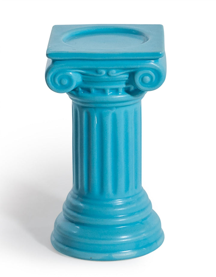 Matt Light Blue Small Ionic Column Ceramic Candle Holder