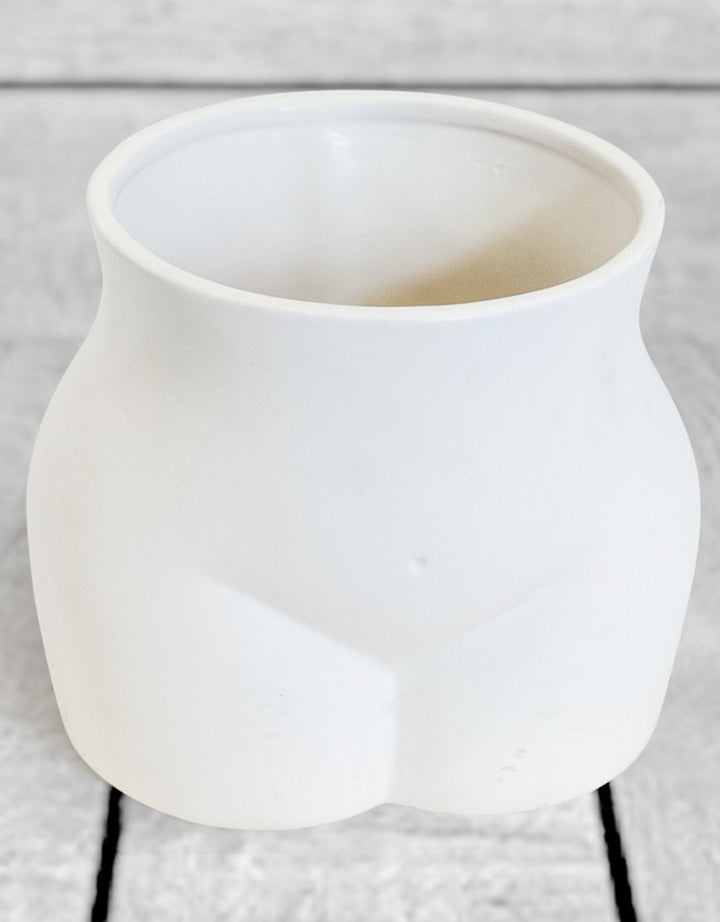 Matt White Large Booty Flower Pot/Storage Jar