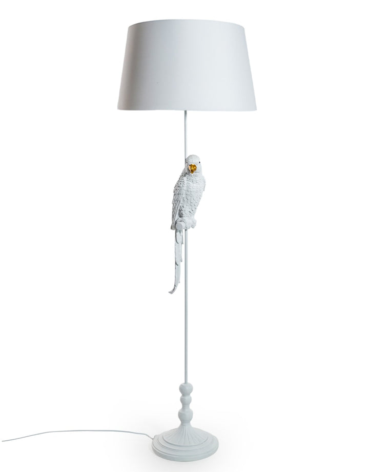 Matt White Parrot Floor Lamp with White Shade