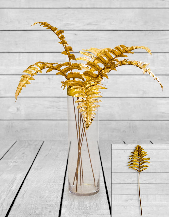 Metallic Gold Small Single Fern Leaf (to be bought in qtys of 12)