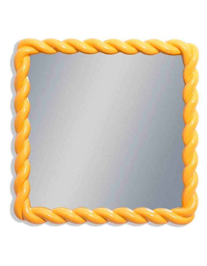 Mustard Rope-Effect Square Wall Mirror