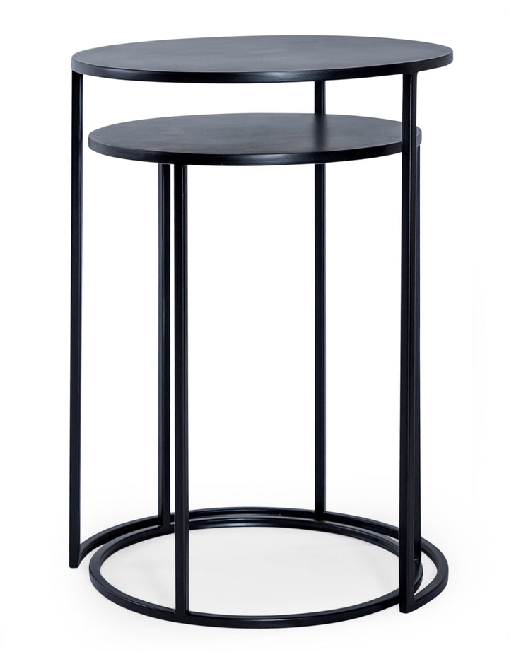 Nest of 2 Matt Black Metal Side Tables