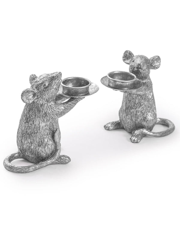 Pair of Silver Mouse Candle Holders