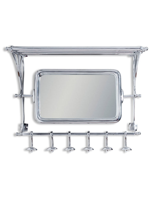 Polished Aluminium Luggage Rack with Mirror and Hooks