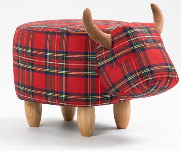 The Red Tartan Cow Animal Footstool Additional 1