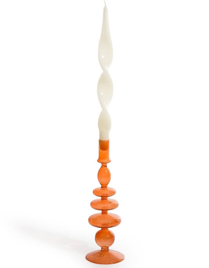 Red / Burnt Orange Glass Candle Holder