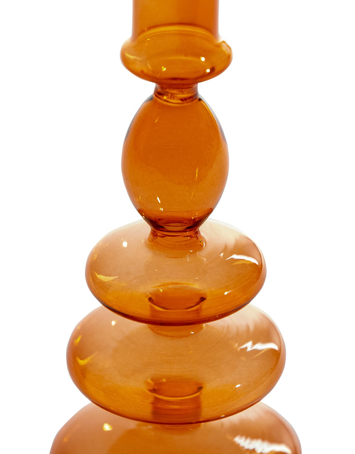 Red / Burnt Orange Glass Candle Holder