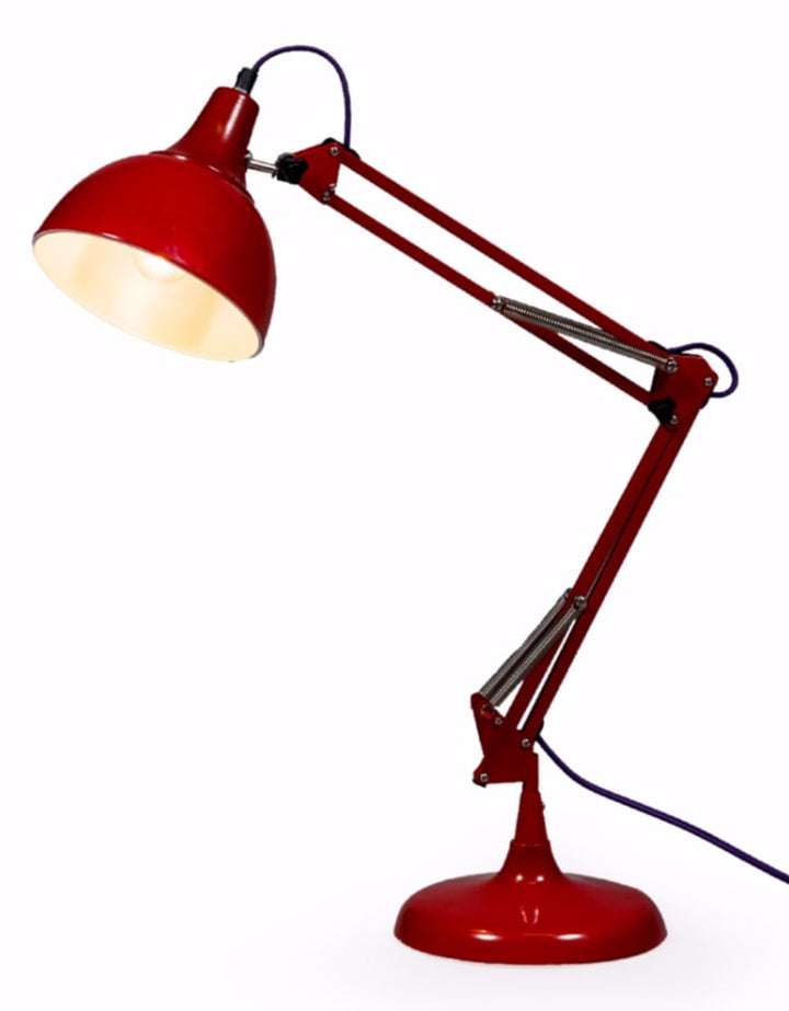 Red Traditional Large Desk Lamp (Purple Fabric Flex)