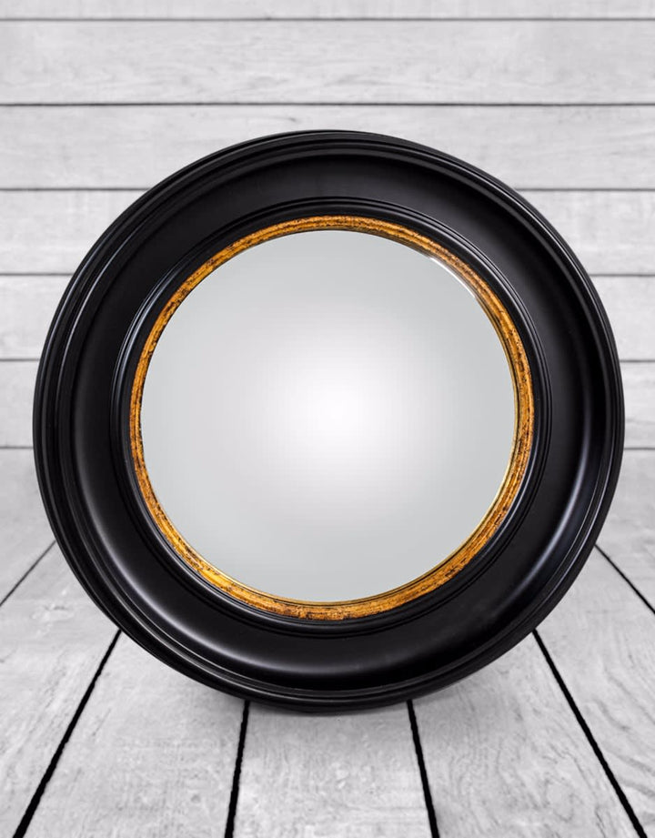 Round Black Large Convex Mirror