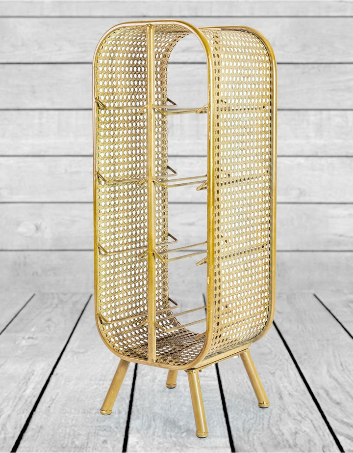 Rustic Metal Rattan Small 8 Bottle Wine Rack