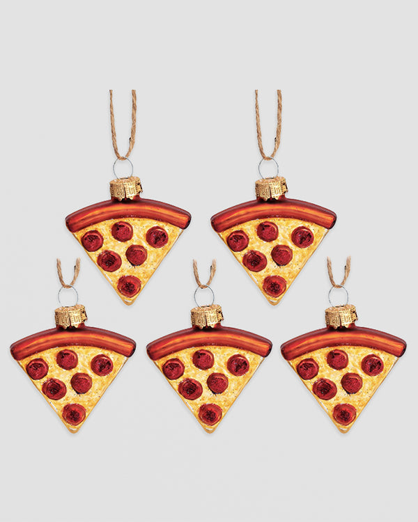 Pepperoni Pizza Slices Baubles - Set of 5