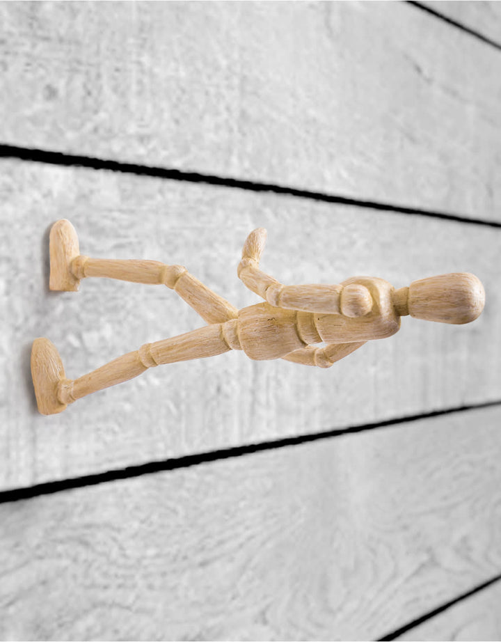 Set of 3 Wall Climbing Wooden Effect Model Men Figures