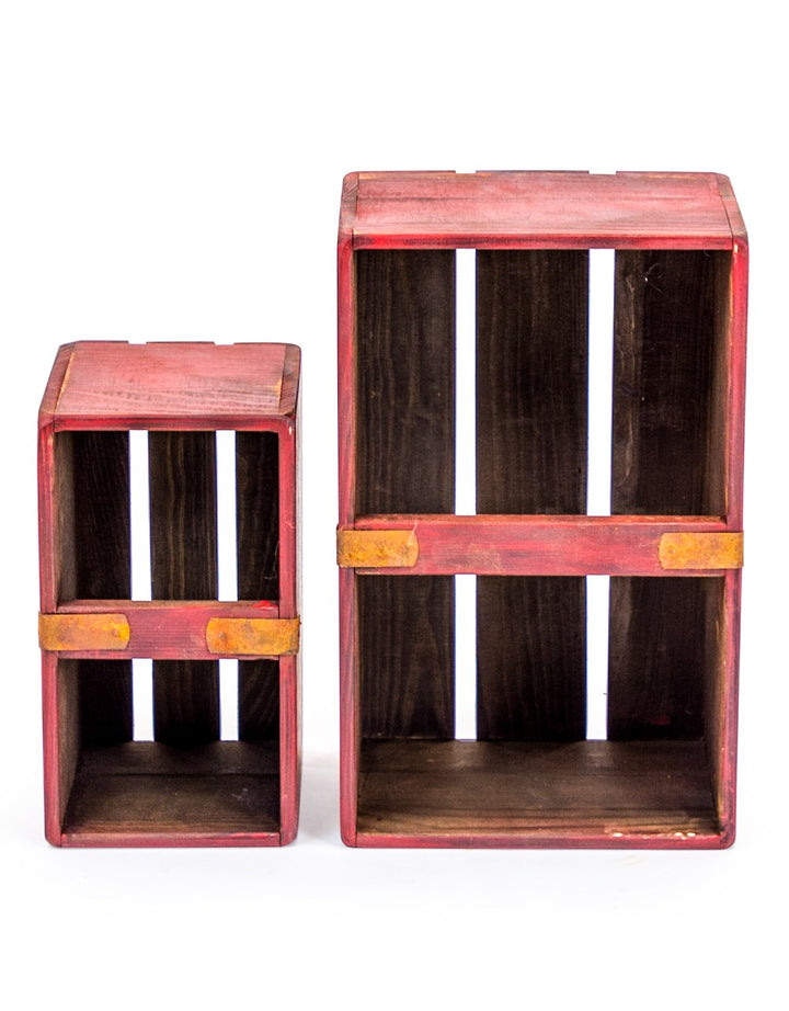 Set of 4 Antiqued Wooden Cola Storage Boxes