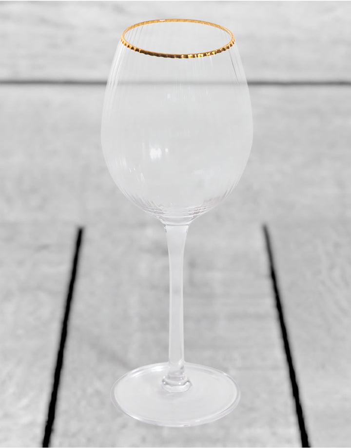 Set of 6 Traditional Wine Glasses with Gold Rims