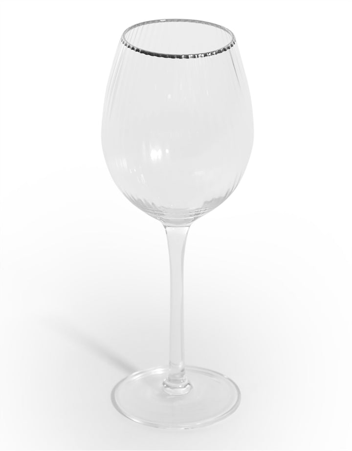 Set of 6 Traditional Wine Glasses with Silver Rims