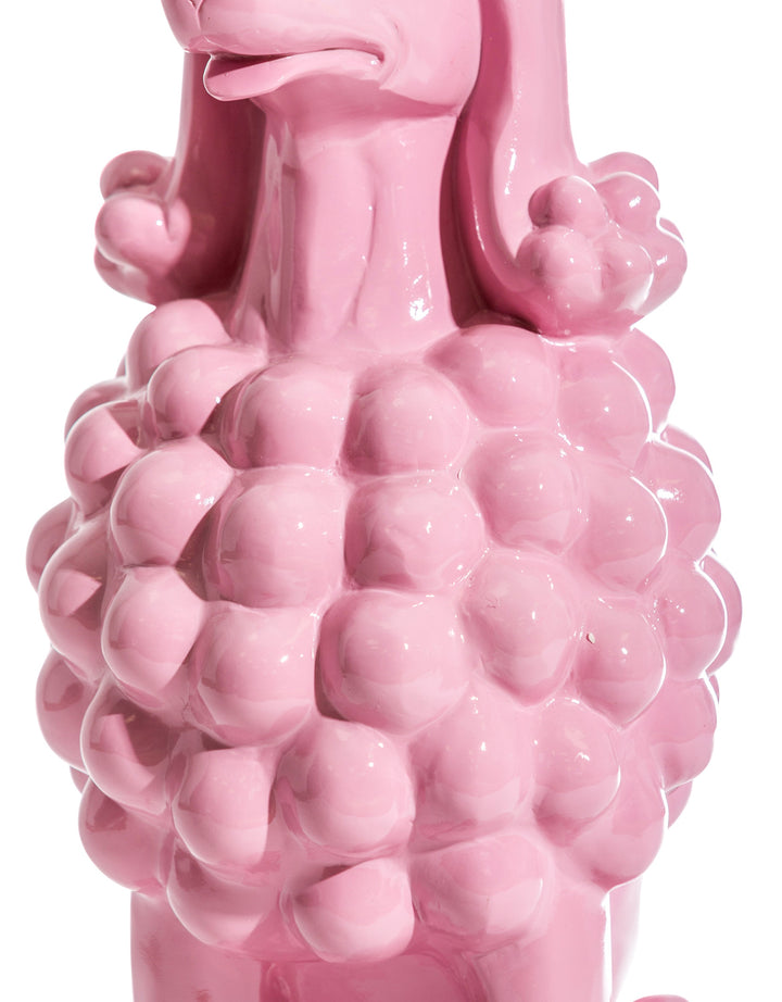 Sitting Pink Poodle Side Table w/ Glass Top