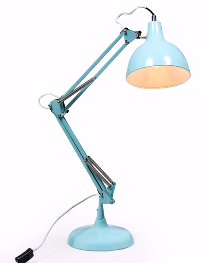 Sky Blue Traditional Large Desk Lamp (Grey Fabric Flex)