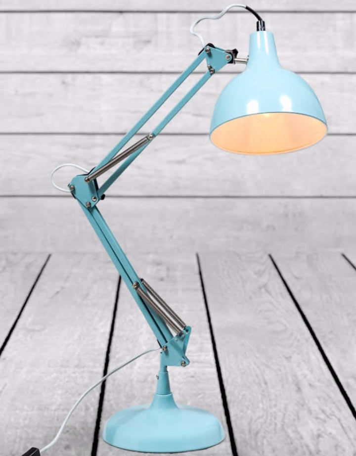 Sky Blue Traditional Large Desk Lamp (Grey Fabric Flex)