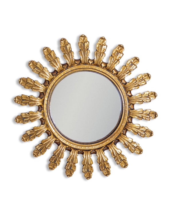 Small Antiqued Gold Ornate Framed Convex Mirror