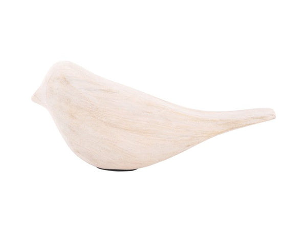 Statue Bird Mango Wood - White wash