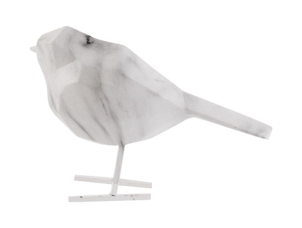 Statue Bird Small Marble - White