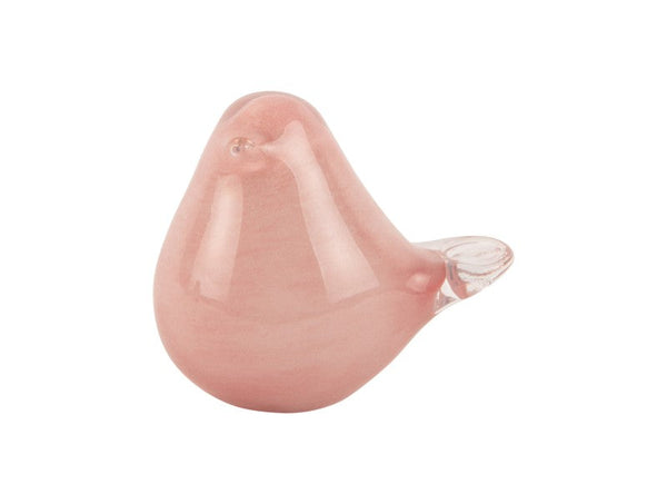 Statue Fat Bird Glass Medium - Soft pink
