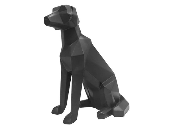 Statue Origami Dog Sitting - Black