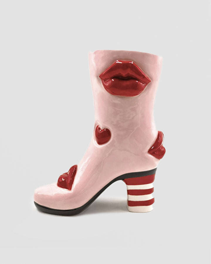 Medium Hearts & Lips Heeled-Boot Ceramic Vase Additional 1