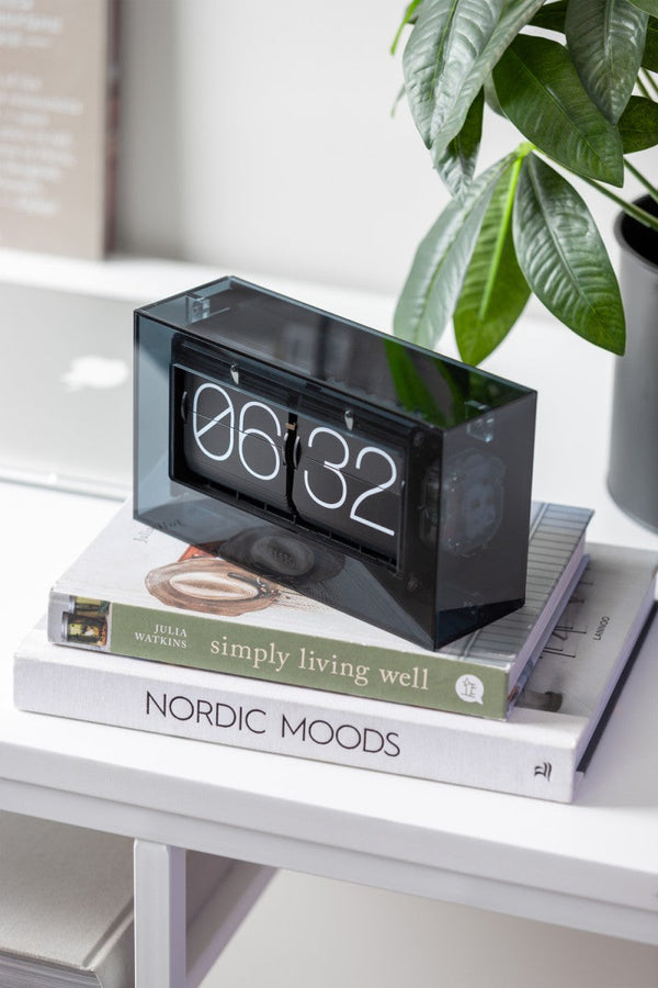 Table clock Boxed Flip - Black