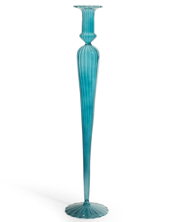 Tall Blue Glass Candle Holder