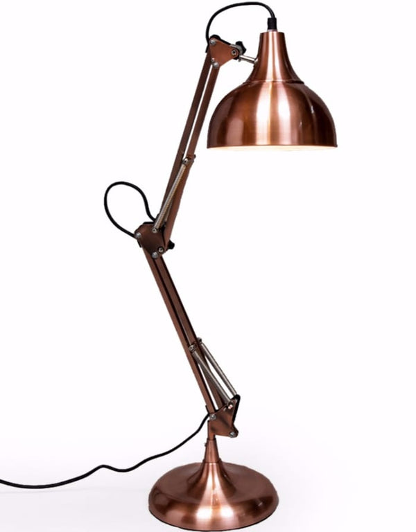 Vintage Copper Traditional Large Desk Lamp (Black Fabric Flex)