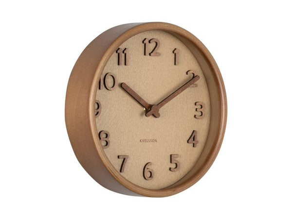 Wall Clock Pure Wood Grain Small - Sand brown