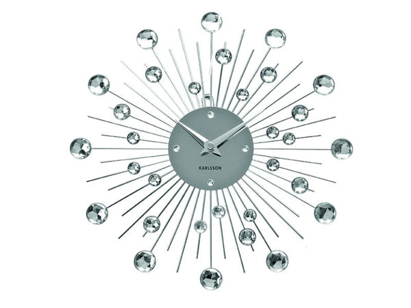 Wall Clock Sunburst Medium - Silver