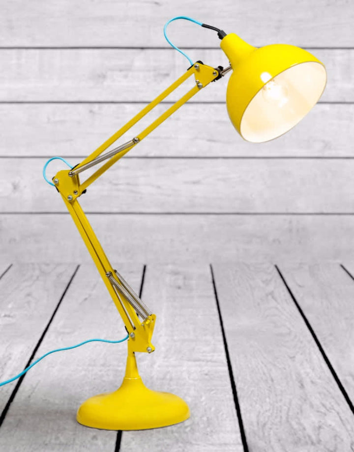 Yellow Traditional Desk Lamp (Blue Fabric Flex)