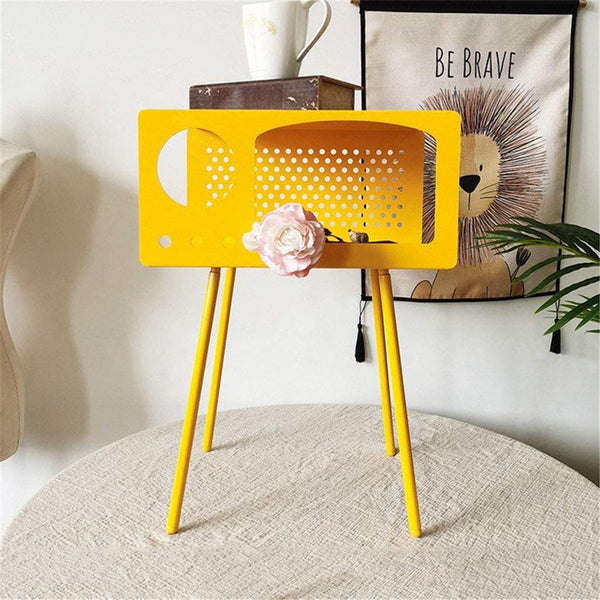 Retro Radio Storage Stand - Yellow [D]